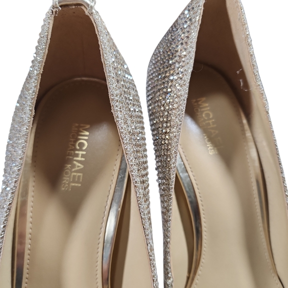 Michael Kors Rhinestone Pointed-Toe Pumps Gold Heels. 7.5 - Picture 8 of 16